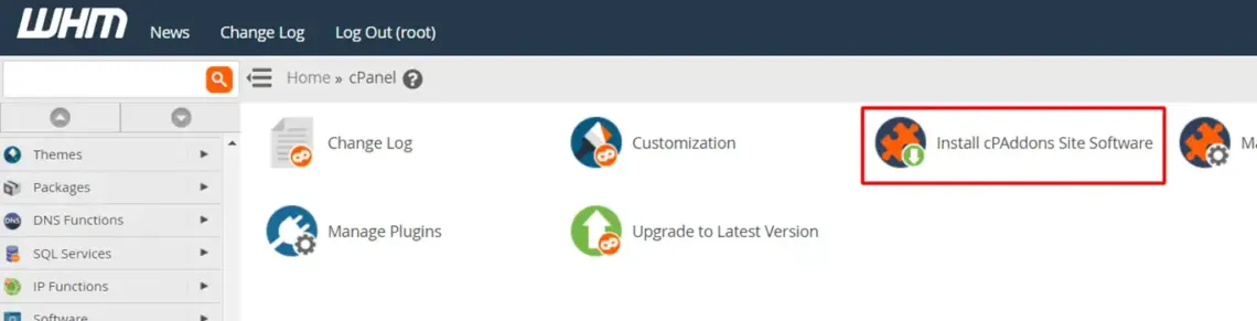 Amplify Web Hosting: cPanel Add-ons & Extensions Guide, Installing addons via WHM